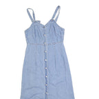 TEDDYS Womens Blue Denim Button Front Maxi Dress Sleeveless S Summer Casual