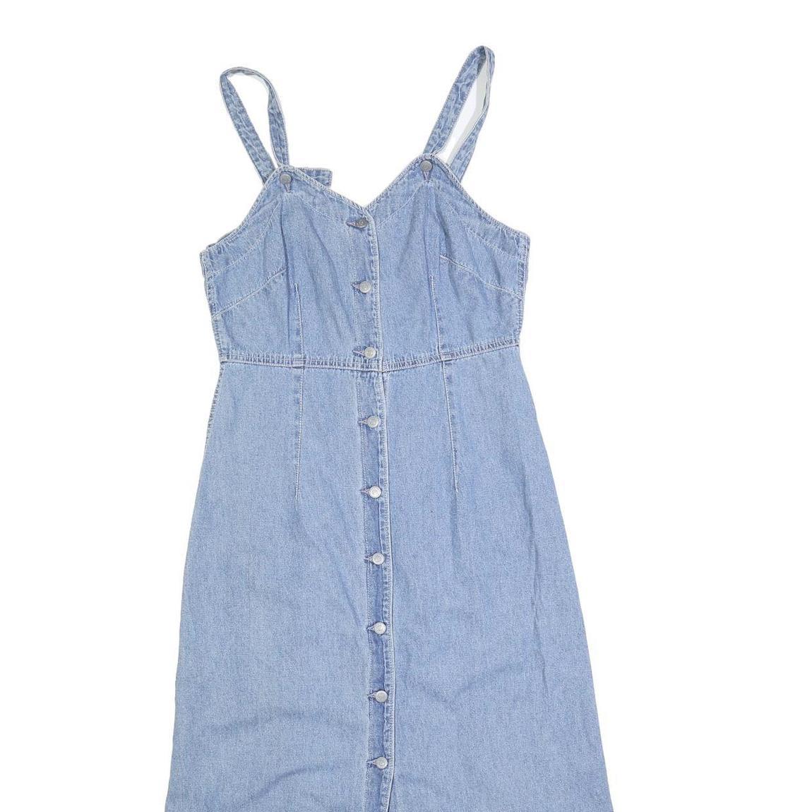 TEDDYS Womens Blue Denim Button Front Maxi Dress Sleeveless S Summer Casual