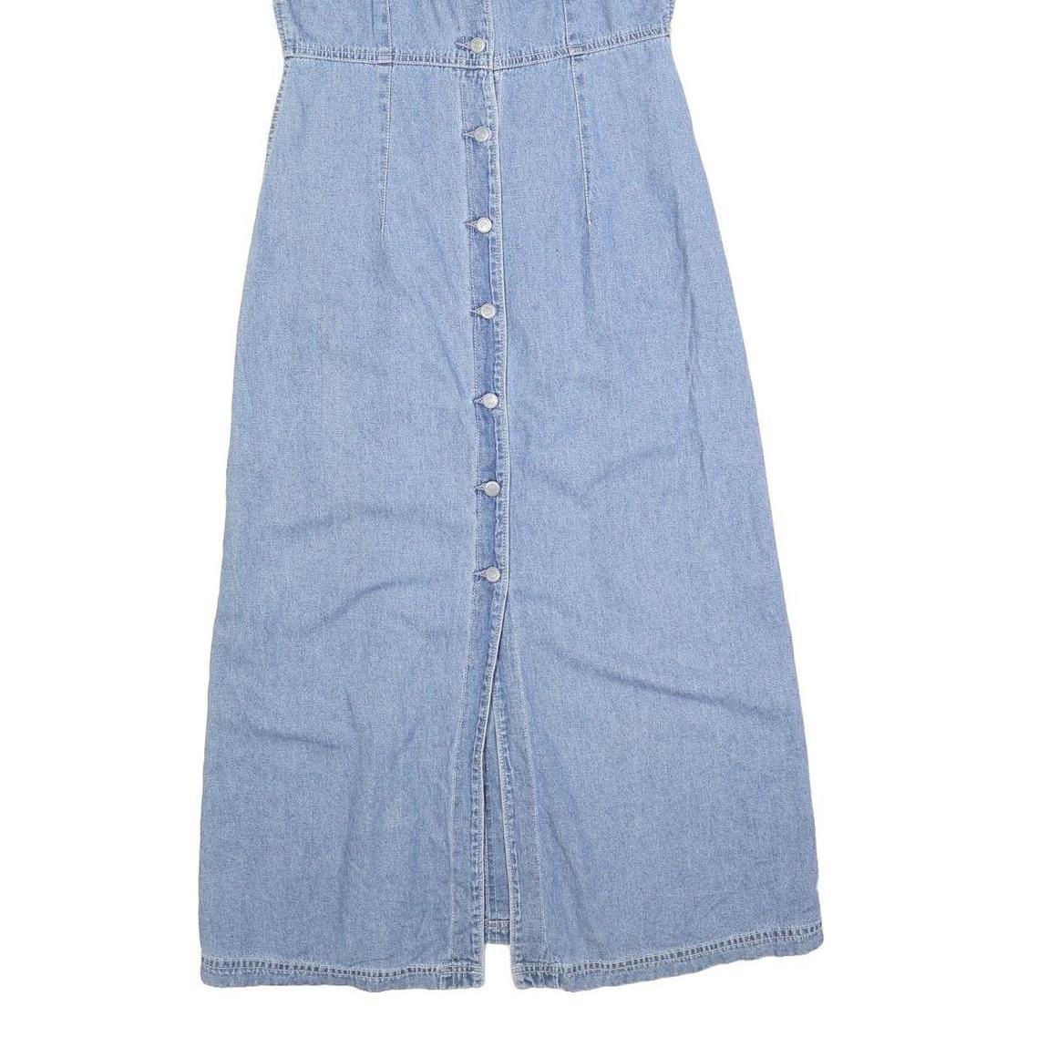TEDDYS Womens Blue Denim Button Front Maxi Dress Sleeveless S Summer Casual