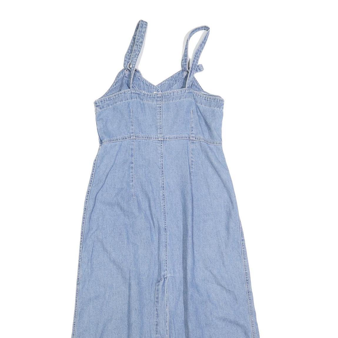 TEDDYS Womens Blue Denim Button Front Maxi Dress Sleeveless S Summer Casual