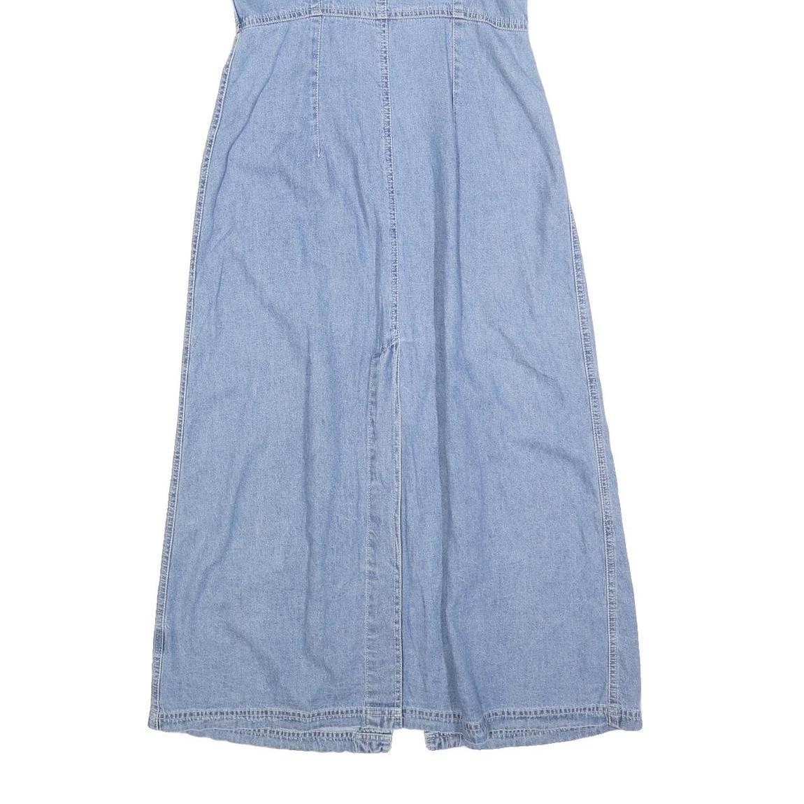 TEDDYS Womens Blue Denim Button Front Maxi Dress Sleeveless S Summer Casual