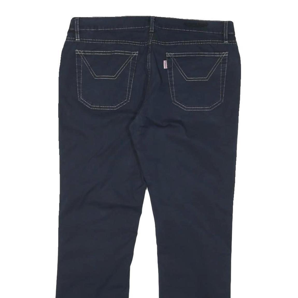 JECKERSON Womens Cotton Blend Navy Slim Straight Trousers W30 L27 Stylish Casual