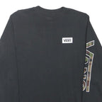 VANS Mens Black & Camouflage Print Long Sleeve Crew Neck Cotton T-Shirt S