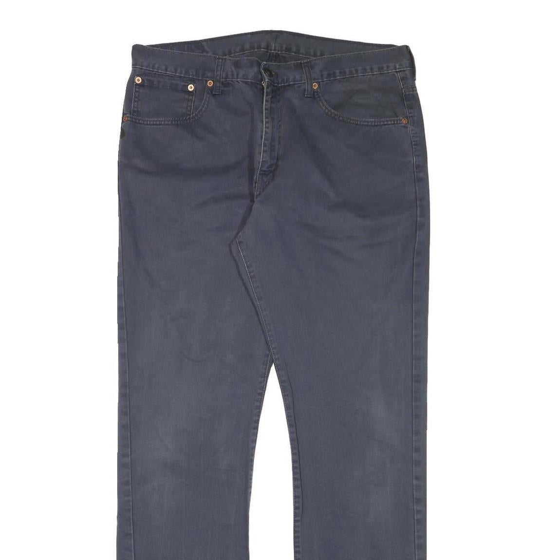 LEVI'S Mens Cotton Blend Blue Regular Straight Trousers W35 L33 Classic Zip