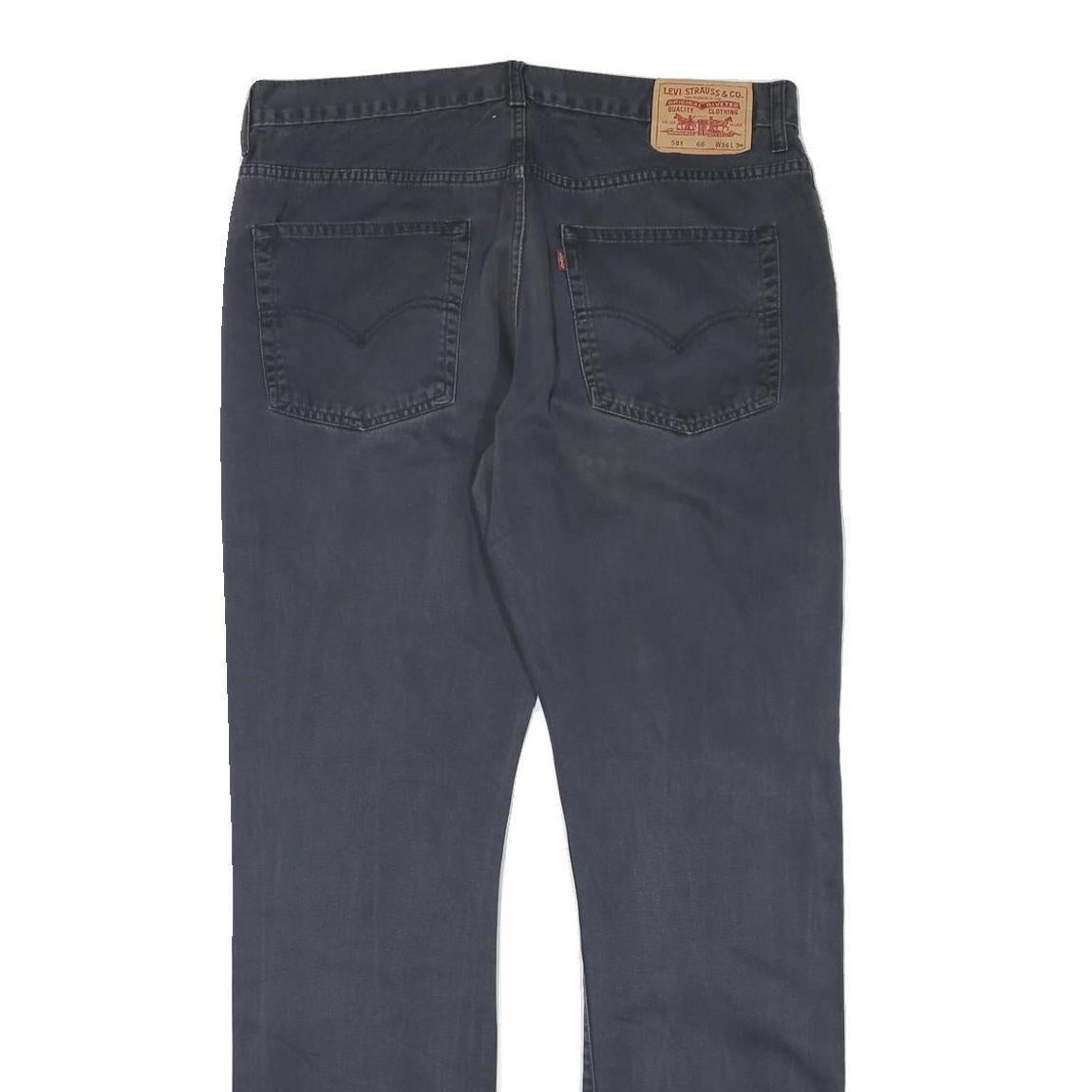 LEVI'S Mens Cotton Blend Blue Regular Straight Trousers W35 L33 Classic Zip