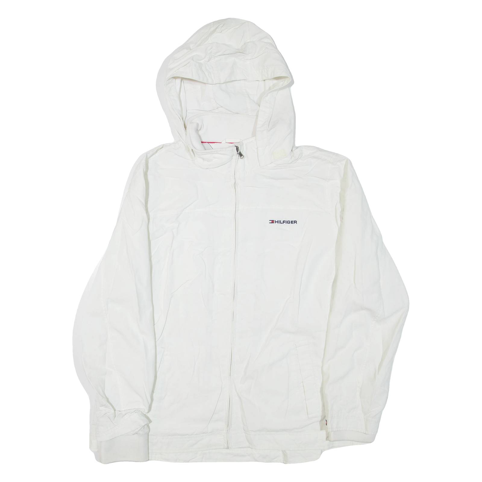 TOMMY HILFIGER Womens Jacket White Nylon Hooded 2XL