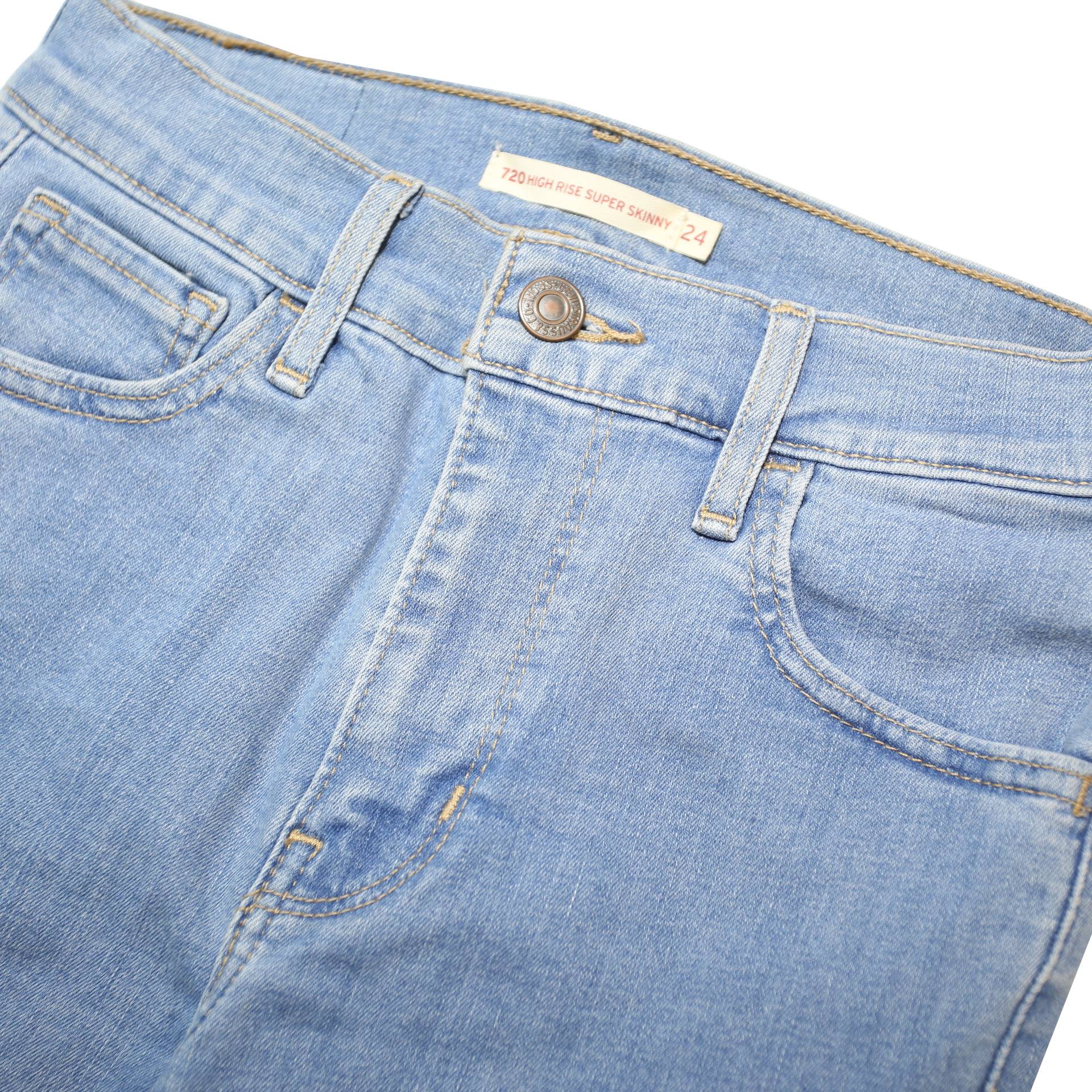 LEVI'S 720 Womens Jeans Blue Slim Skinny Denim Light W24 L27 Zip Cotton Blend