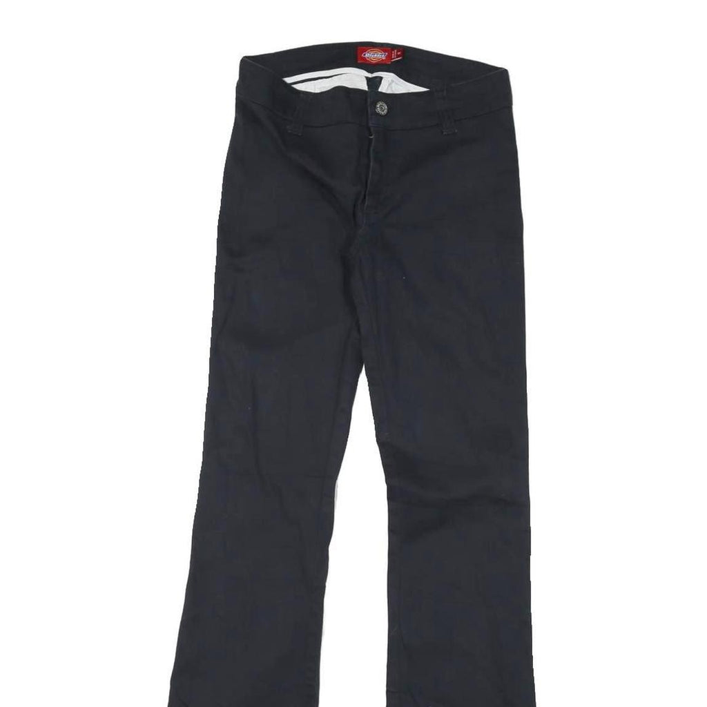 DICKIES Womens Regular Fit Black Trousers W25 L31 Cotton Blend Zip Closure