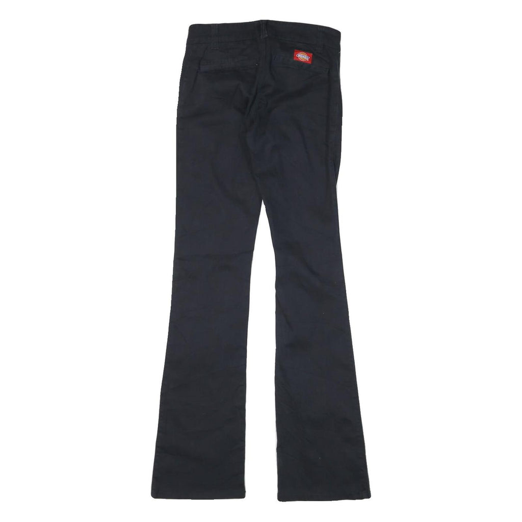 DICKIES Womens Regular Fit Black Trousers W25 L31 Cotton Blend Zip Closure