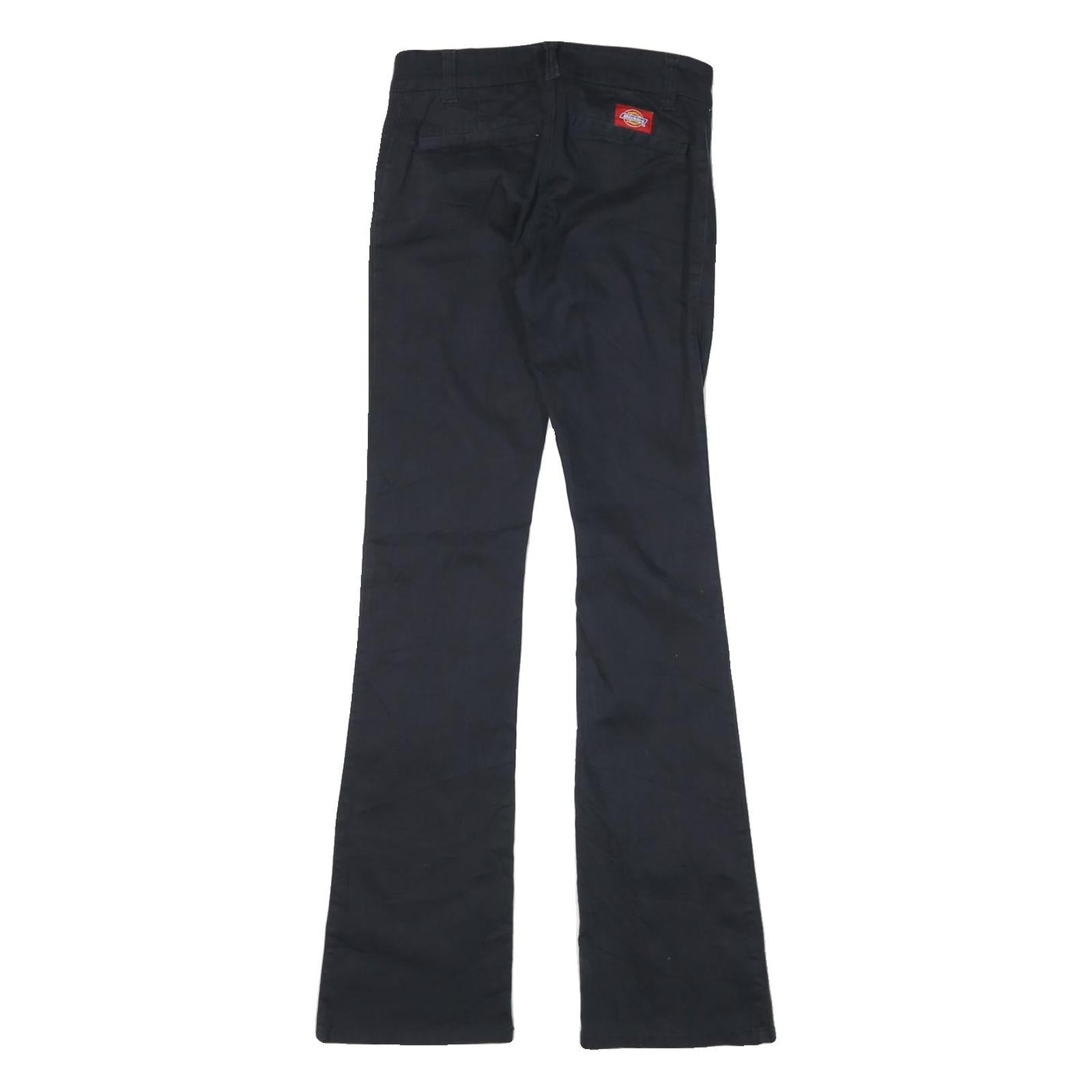 DICKIES Womens Regular Fit Black Trousers W25 L31 Cotton Blend Zip Closure