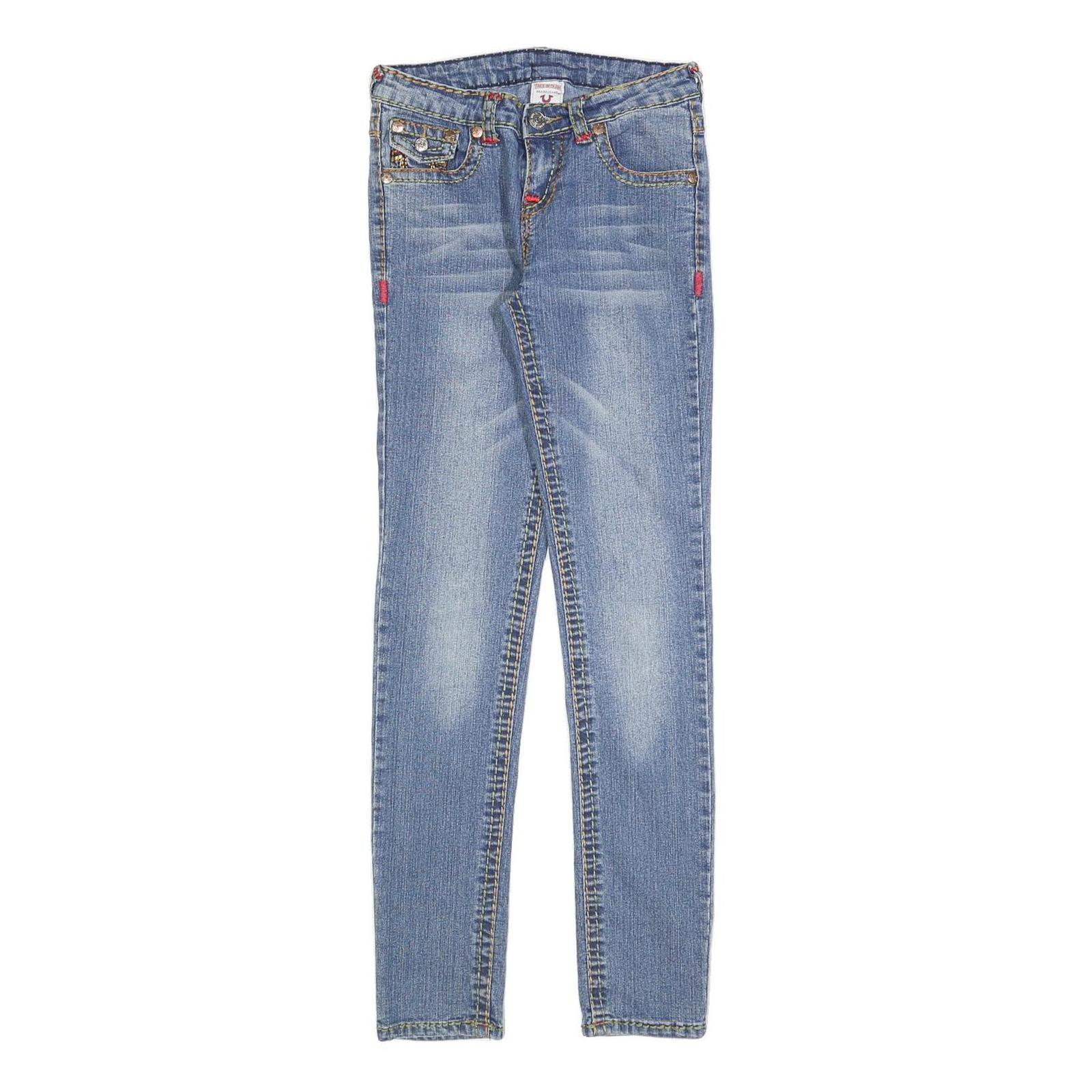 TRUE RELIGION Womens Slim Jeans Blue Denim W27 L30 Classic Zip Casual Stylish