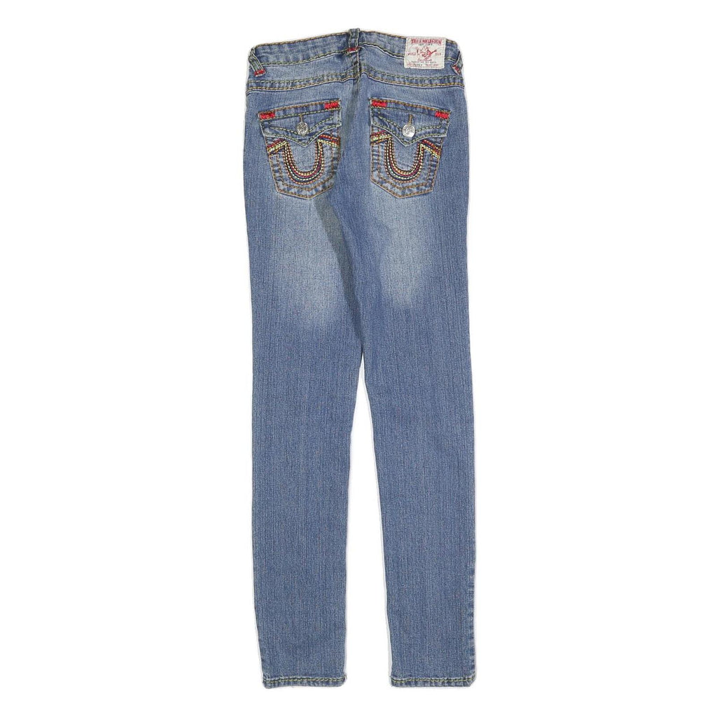 TRUE RELIGION Womens Slim Jeans Blue Denim W27 L30 Classic Zip Casual Stylish