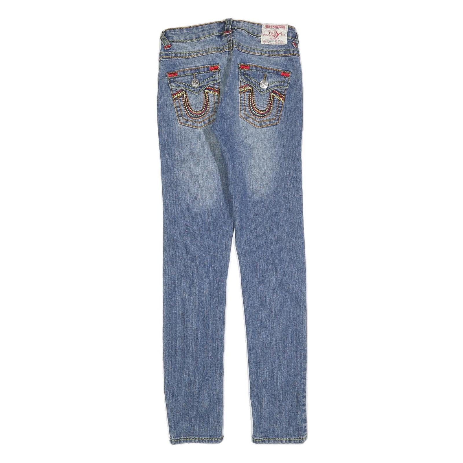 TRUE RELIGION Womens Slim Jeans Blue Denim W27 L30 Classic Zip Casual Stylish