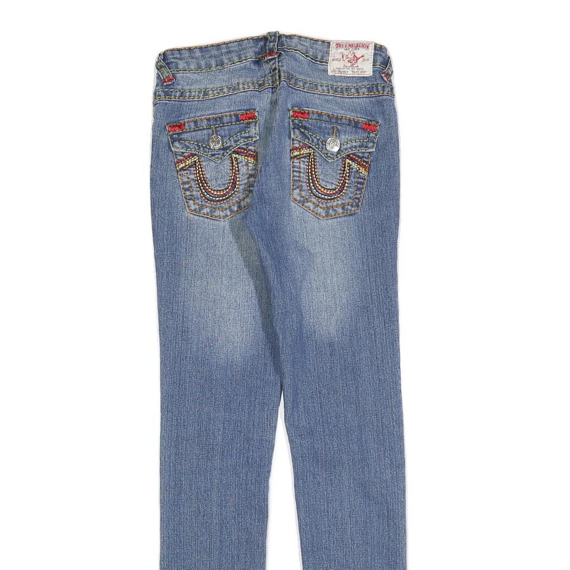 TRUE RELIGION Womens Slim Jeans Blue Denim W27 L30 Classic Zip Casual Stylish