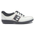 BALLY Womens Casual Leather Low Top White Black UK 4.5 Comfortable Stylish