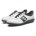 BALLY Womens Casual Leather Low Top White Black UK 4.5 Comfortable Stylish