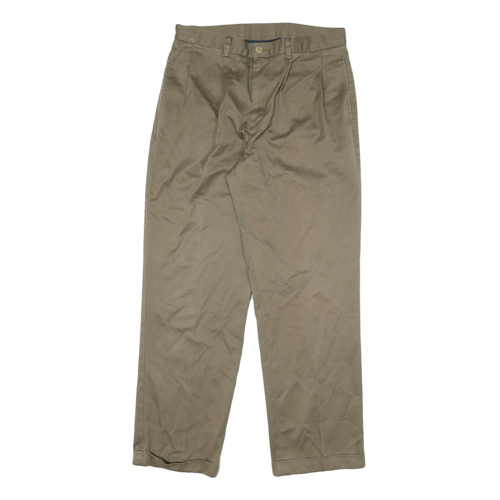 NAUTICA Mens Relaxed Beige Cotton Blend Trousers W34 L32 Zip Classic Straight