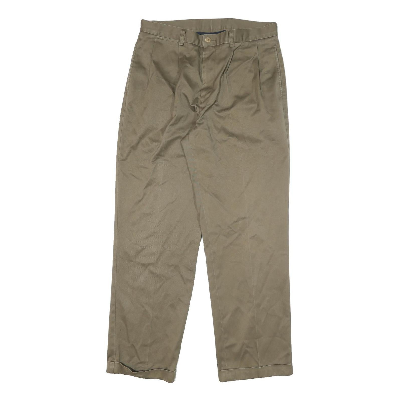 NAUTICA Mens Relaxed Beige Cotton Blend Trousers W34 L32 Zip Classic Straight