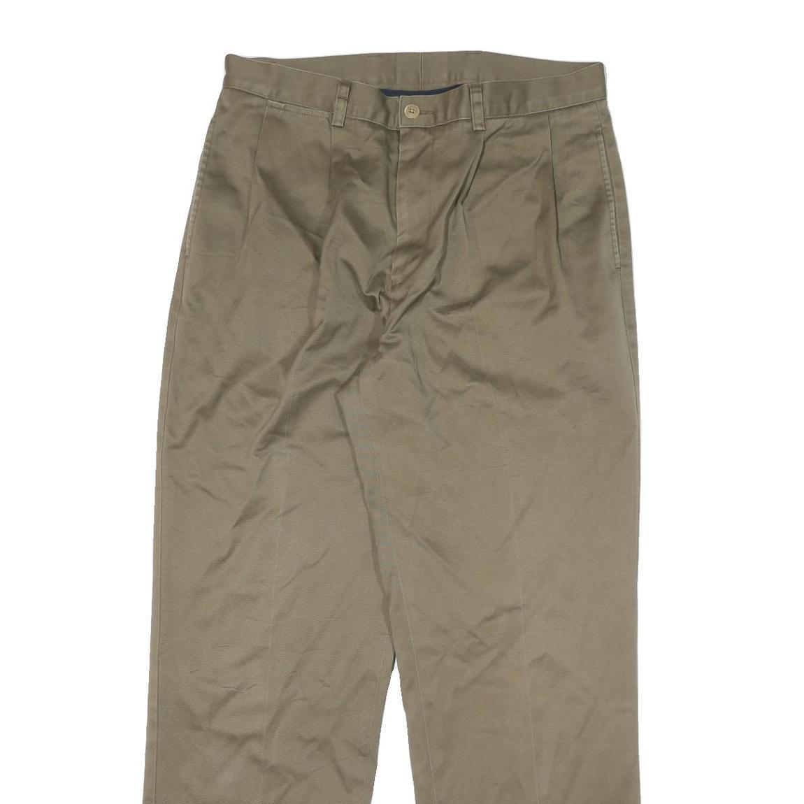 NAUTICA Mens Relaxed Beige Cotton Blend Trousers W34 L32 Zip Classic Straight