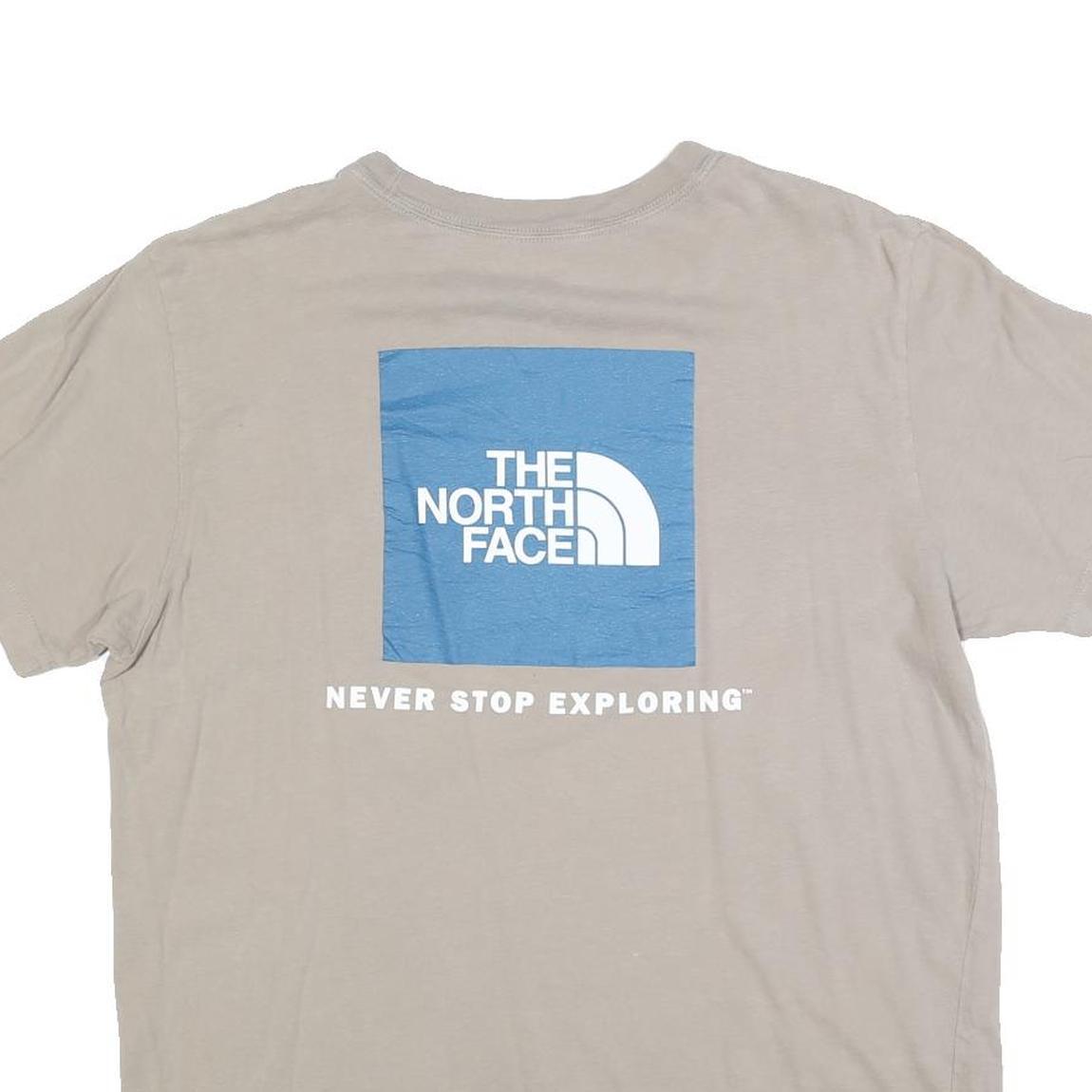 THE NORTH FACE Mens Beige Cotton Blend Graphic T-Shirt L Short Sleeve Crew Neck