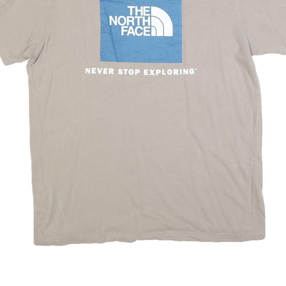 THE NORTH FACE Mens Beige Cotton Blend Graphic T-Shirt L Short Sleeve Crew Neck