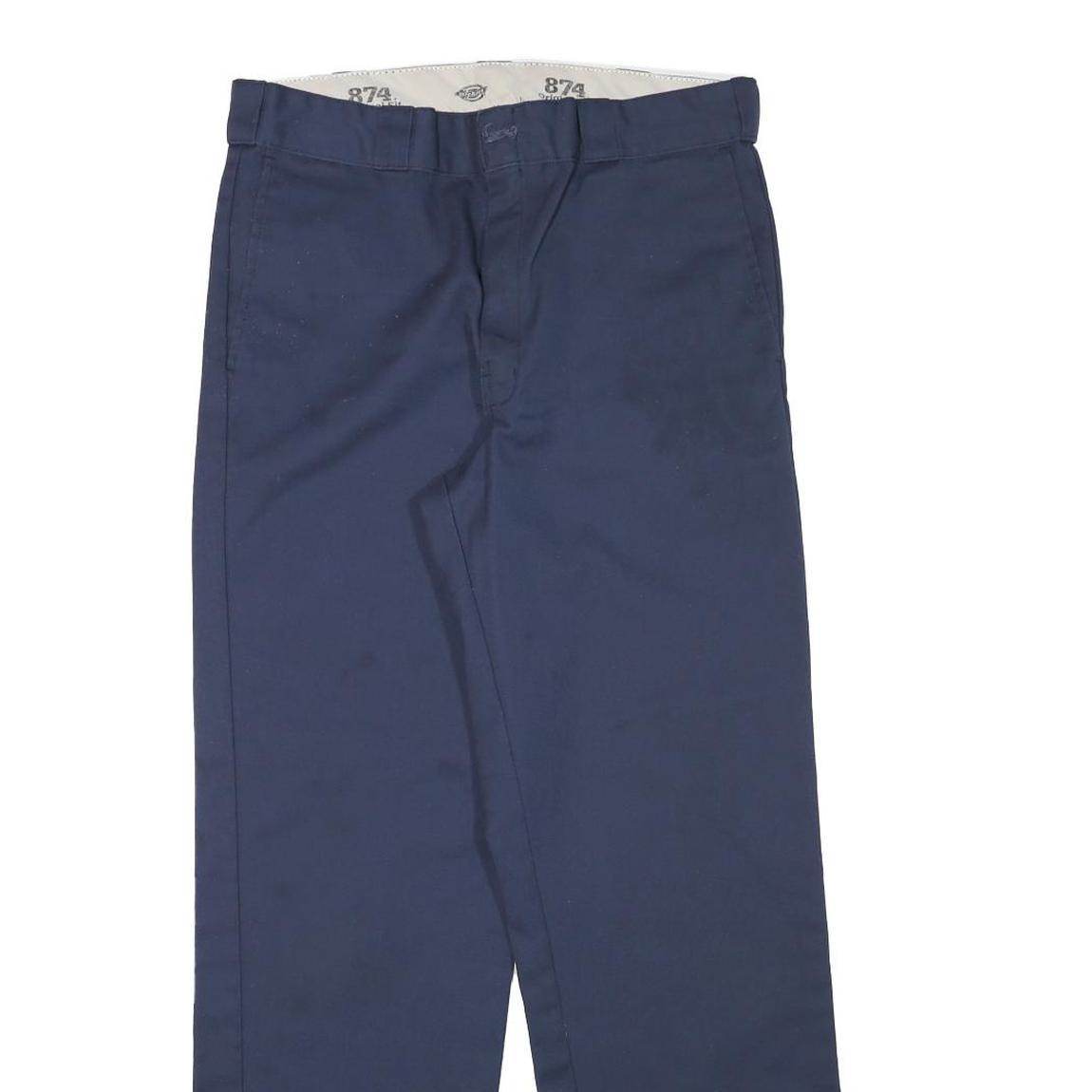 DICKIES Mens Cotton Blend Blue Regular Straight Trousers W32 L31 Workwear Zip