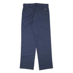DICKIES Mens Cotton Blend Blue Regular Straight Trousers W32 L31 Workwear Zip