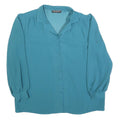 MARSHA FURST Womens Blue Button Shirt Long Sleeve Collared L Polyester Blend Top