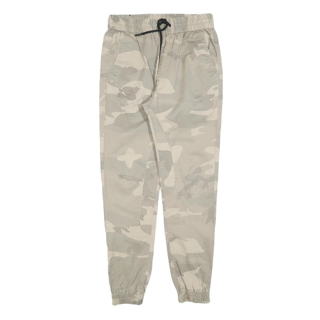 JACK & JONES Mens Cotton Blend Beige Camo Slim Tapered Trousers W28 L28