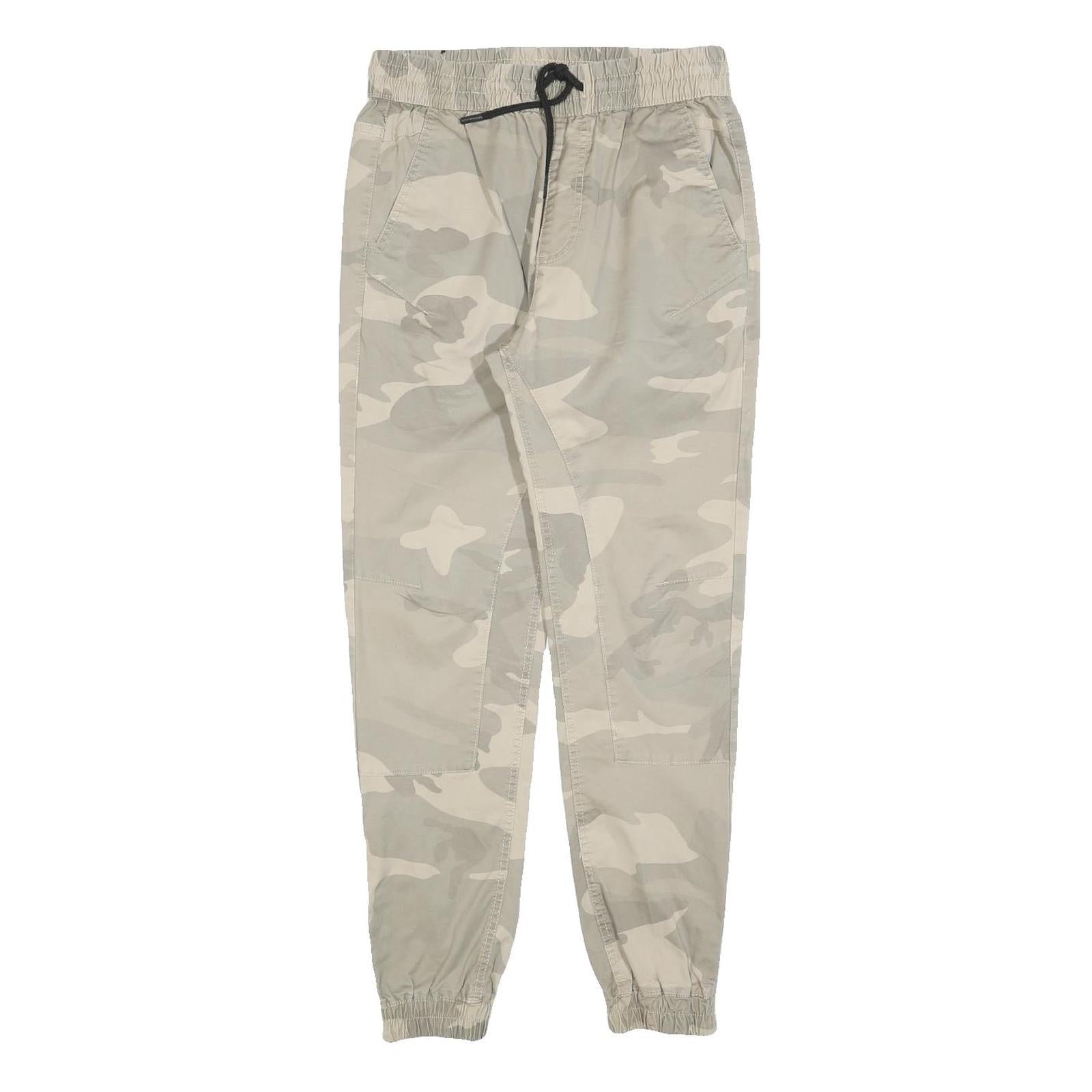 JACK & JONES Mens Cotton Blend Beige Camo Slim Tapered Trousers W28 L28