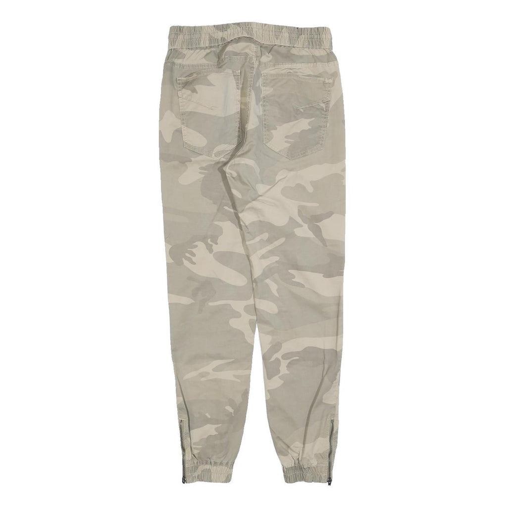 JACK & JONES Mens Cotton Blend Beige Camo Slim Tapered Trousers W28 L28