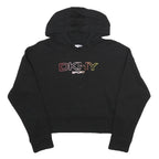 DKNY Womens Black Sport Pullover Hoodie M Cotton Blend Crop Sweatshirt