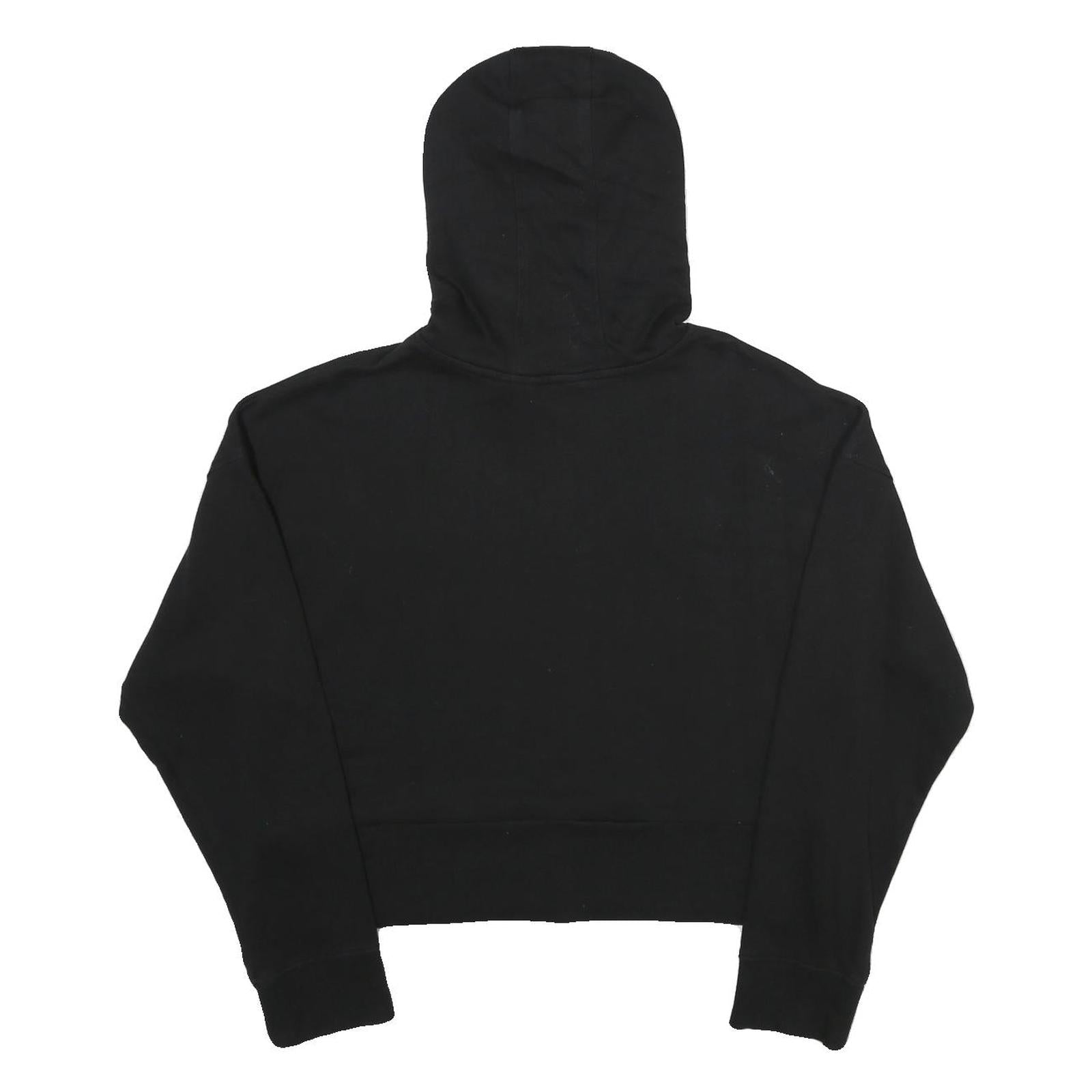 DKNY Womens Black Sport Pullover Hoodie M Cotton Blend Crop Sweatshirt