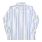 WALDE Mens Blue & White Striped Shirt L Cotton Blend Classic Fit Long Sleeve