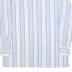 WALDE Mens Blue & White Striped Shirt L Cotton Blend Classic Fit Long Sleeve