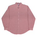 TOMMY HILFIGER Mens Red Check Shirt L Button Down Collar Long Sleeve Classic Fit