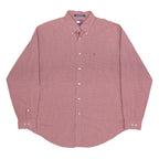 TOMMY HILFIGER Mens Red Check Shirt L Button Down Collar Long Sleeve Classic Fit