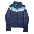 DIESEL Womens Blue White Light Blue Zip Jacket M Polyester Quilted Casual