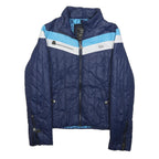 DIESEL Womens Blue White Light Blue Zip Jacket M Polyester Quilted Casual