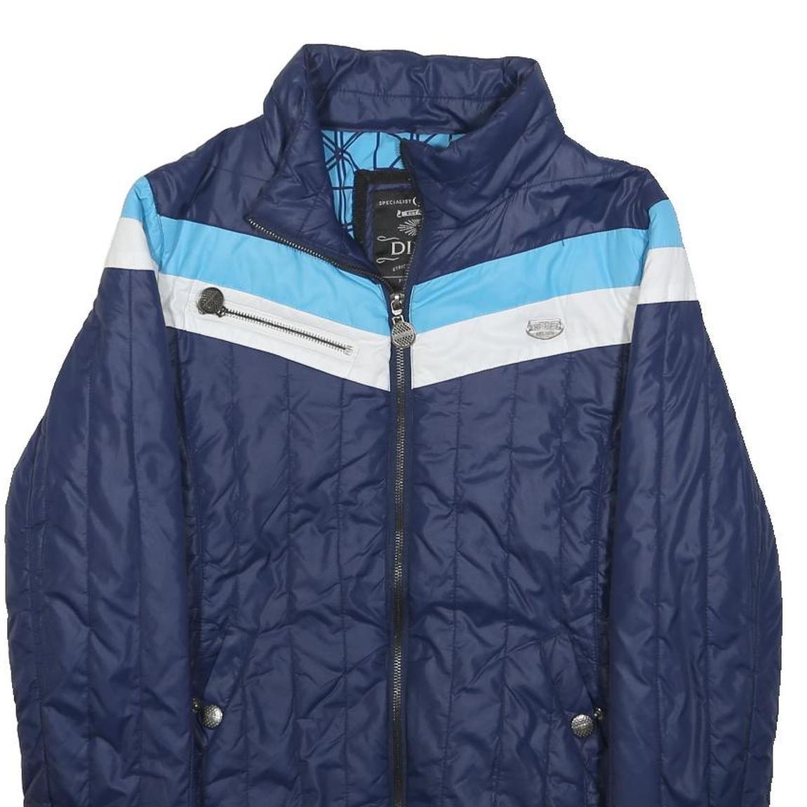 DIESEL Womens Blue White Light Blue Zip Jacket M Polyester Quilted Casual