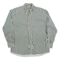 IVY CREW Mens Green & White Striped Shirt L Cotton Blend Button-Down Collar Long