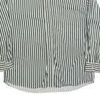 IVY CREW Mens Green & White Striped Shirt L Cotton Blend Button-Down Collar Long