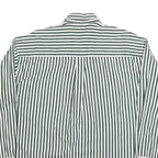 IVY CREW Mens Green & White Striped Shirt L Cotton Blend Button-Down Collar Long