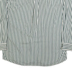 IVY CREW Mens Green & White Striped Shirt L Cotton Blend Button-Down Collar Long