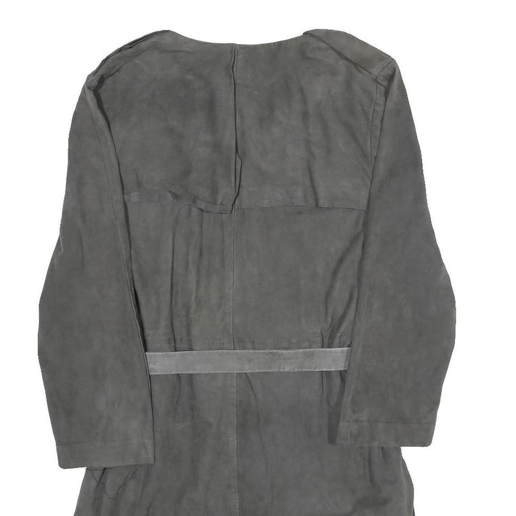 COS Womens Grey Suede Button Jacket UK 10 Classic Belted Lightweight