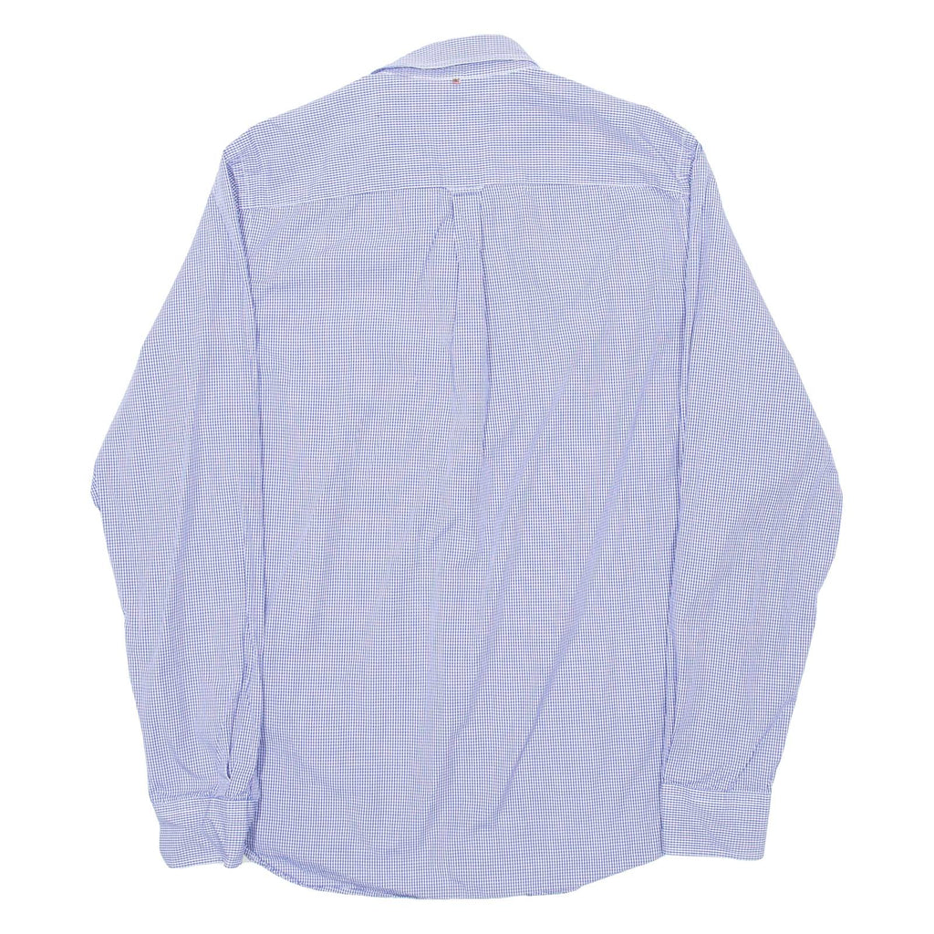 PRETTY GREEN Mens Shirt Blue Gingham Long Sleeve S
