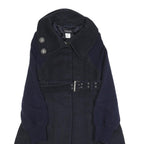 PATRIZIA PEPE Womens Navy & Black Wool Blend Button Jacket XS