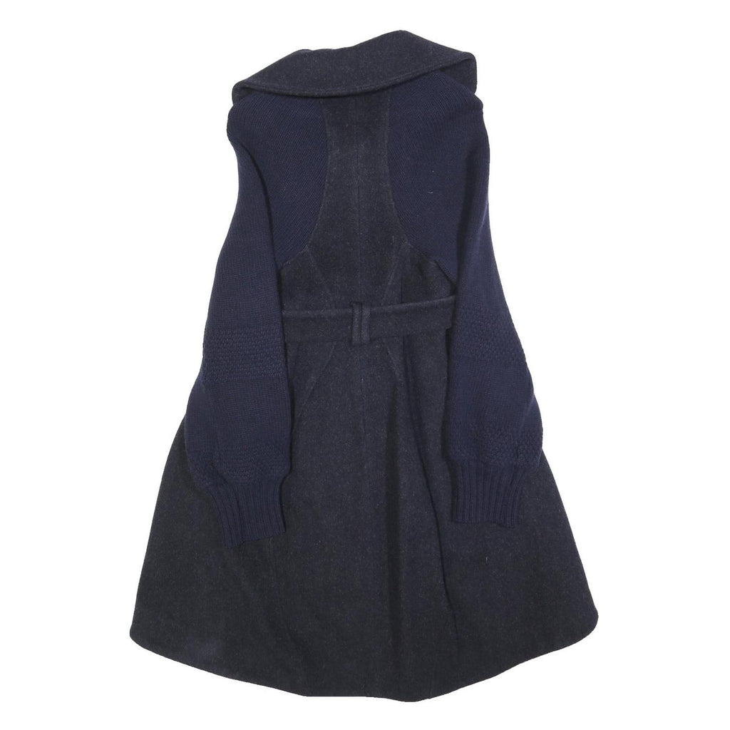 PATRIZIA PEPE Womens Navy & Black Wool Blend Button Jacket XS
