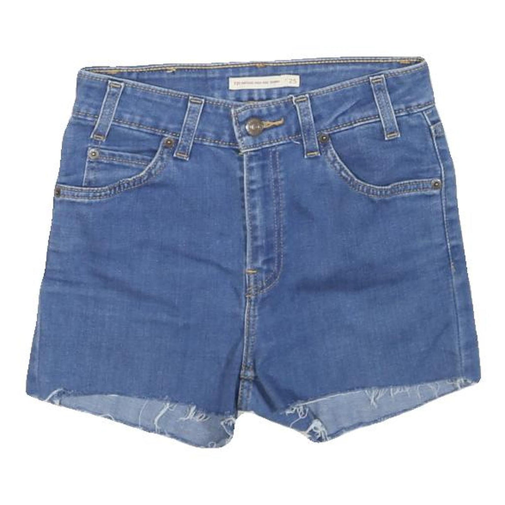 LEVI'S Womens Denim Blue Casual Shorts XS W24 Raw Hem