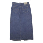 PARIS BLUES Womens Blue Denim Straight Midi Cotton Skirt L Classic Pockets